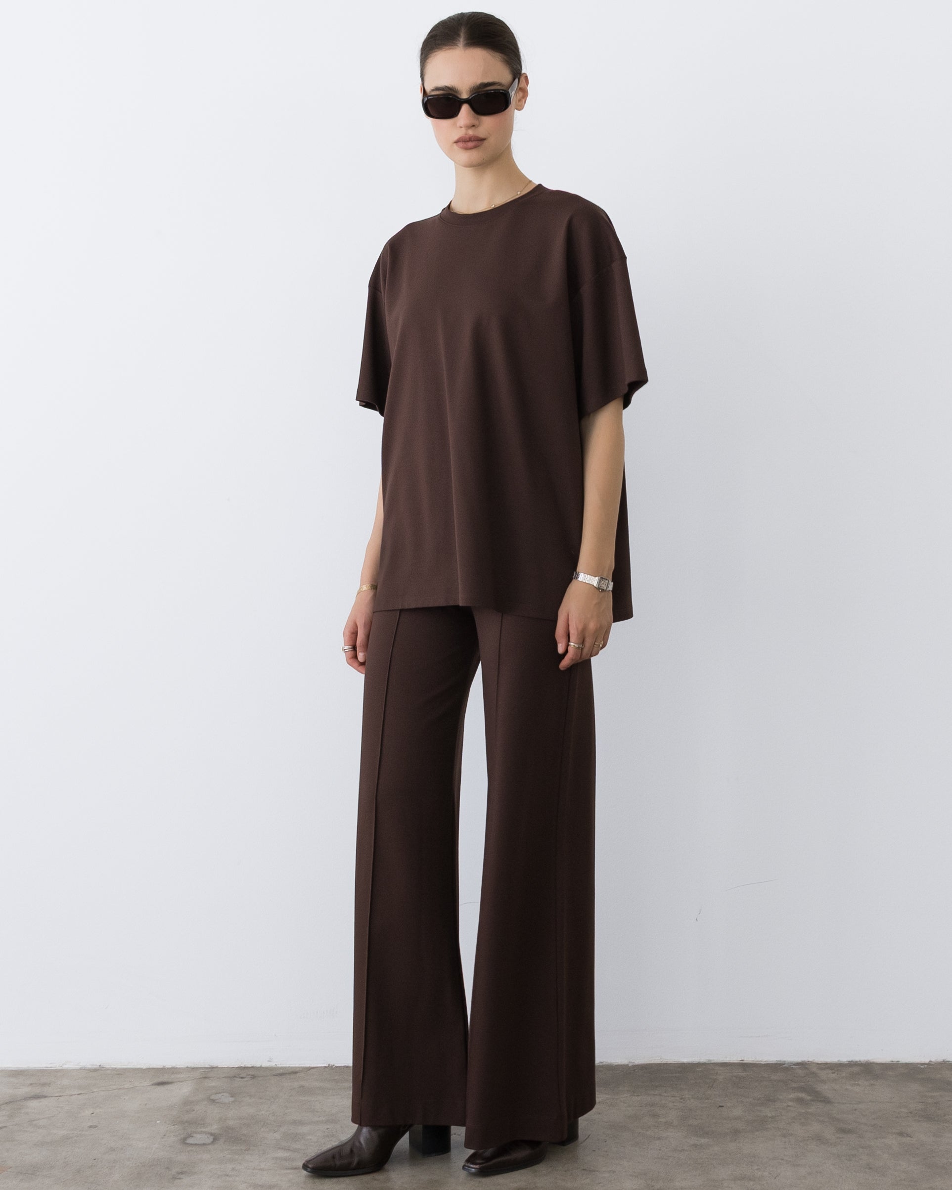 Chocolate Ponte Knit Big Shirt