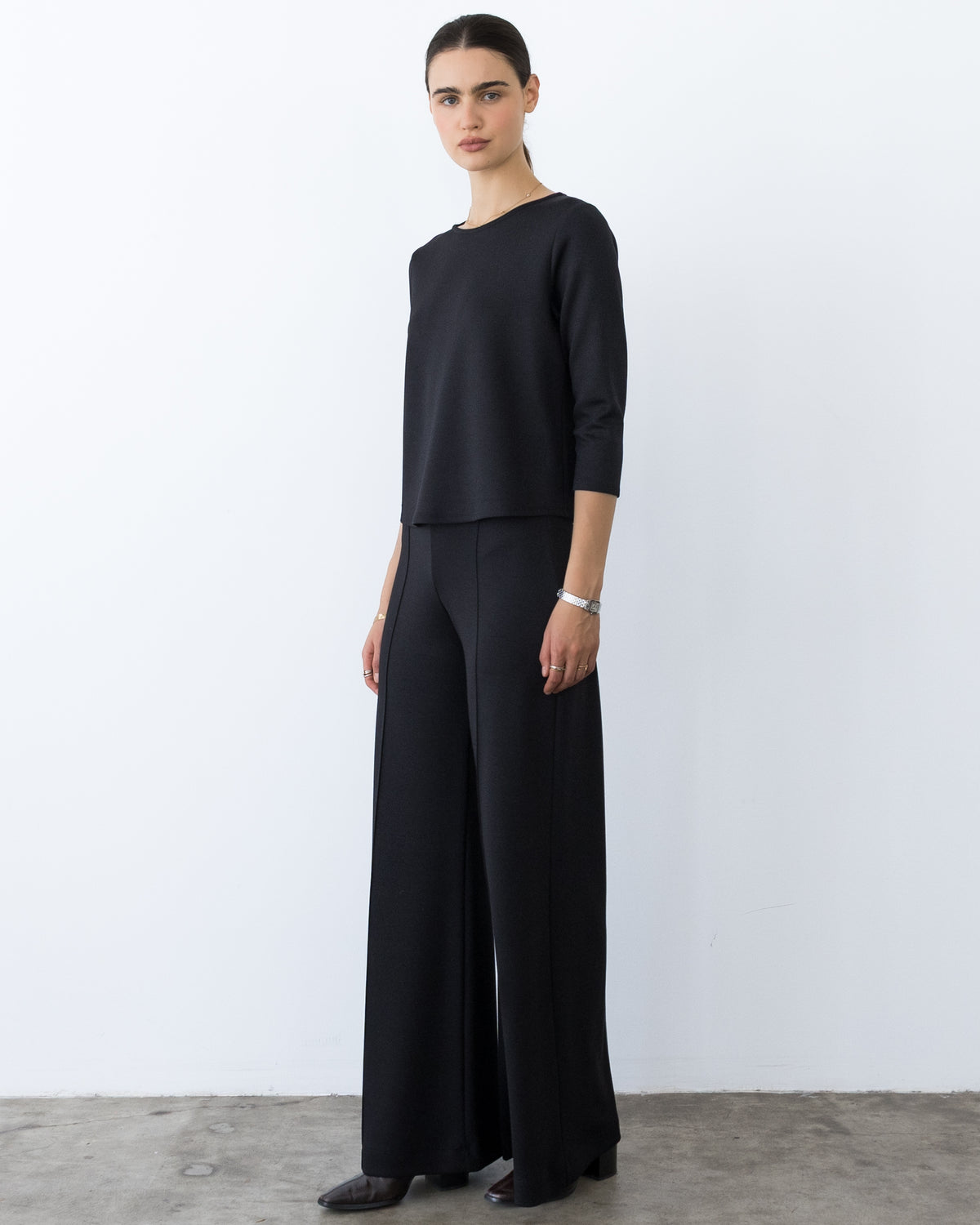Black Scuba 3/4 Sleeve Top