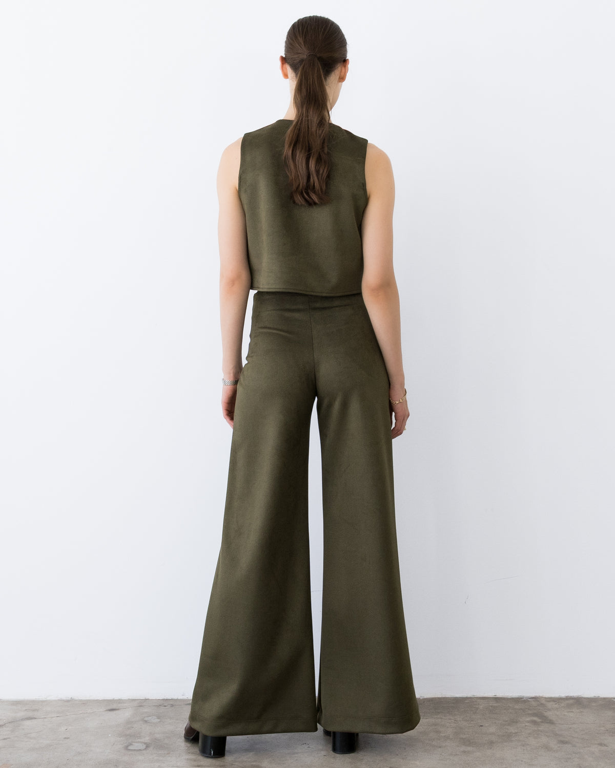 Olive Stretch Suede Vest