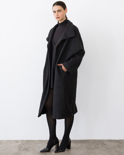 Black Boucle Overcoat