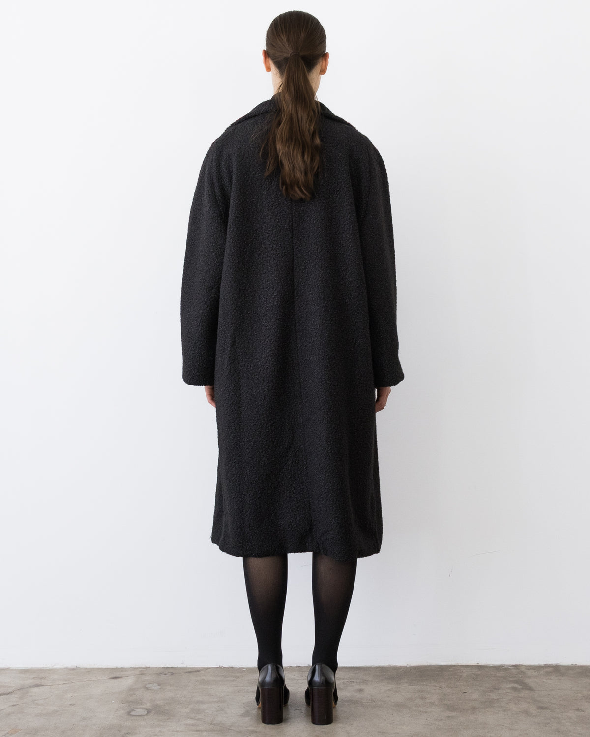 Black Boucle Overcoat
