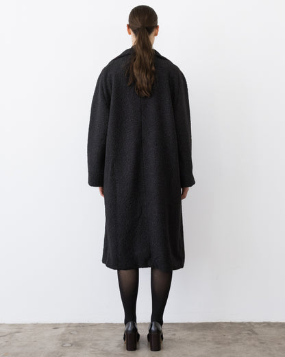 Black Boucle Overcoat