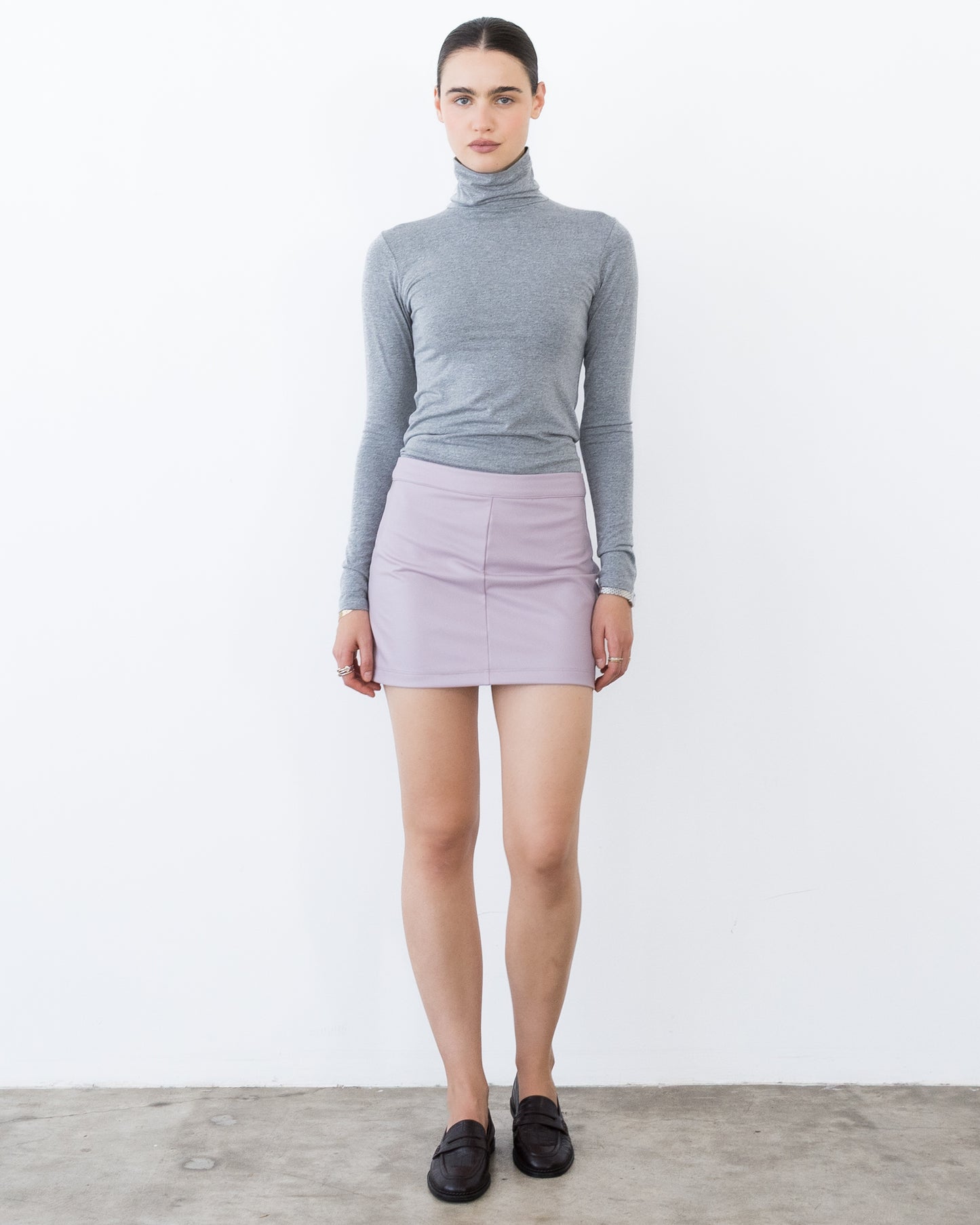 Lilac Vegan Leather Mini Skirt