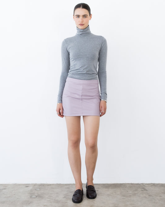 Lilac Vegan Leather Mini Skirt
