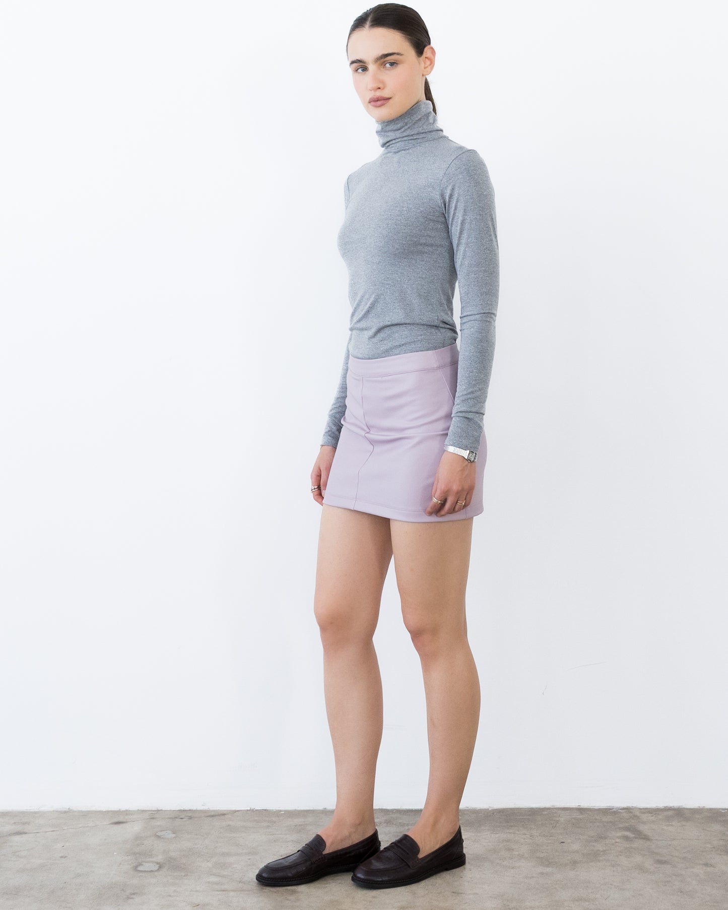 Lilac Vegan Leather Mini Skirt