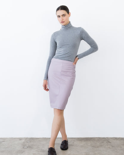 Lilac Vegan Leather Pencil Skirt