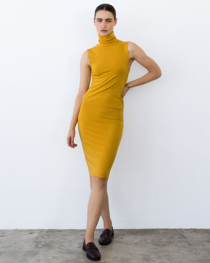 Saffron Jersey Tank Midi Turtleneck Dress