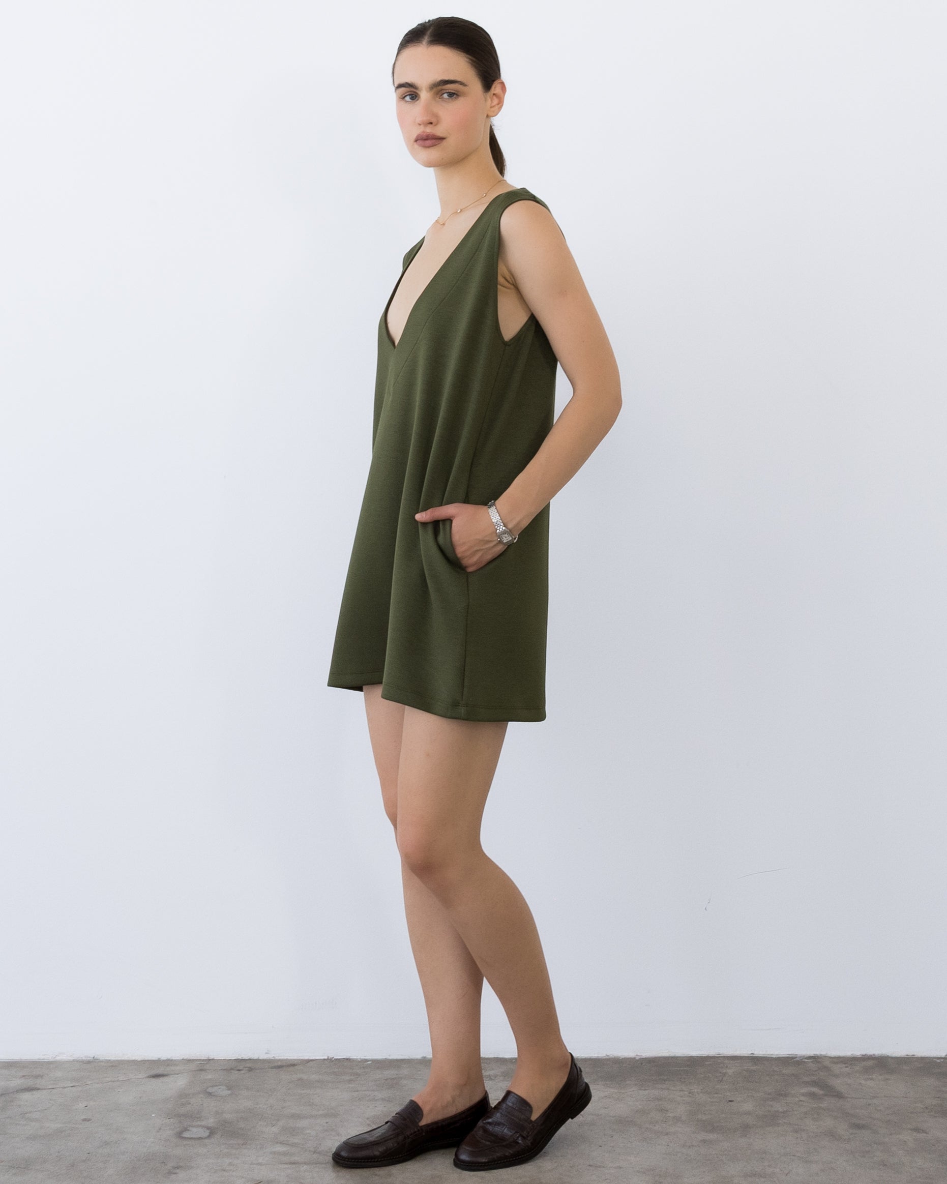 Olive Scuba Party Dress