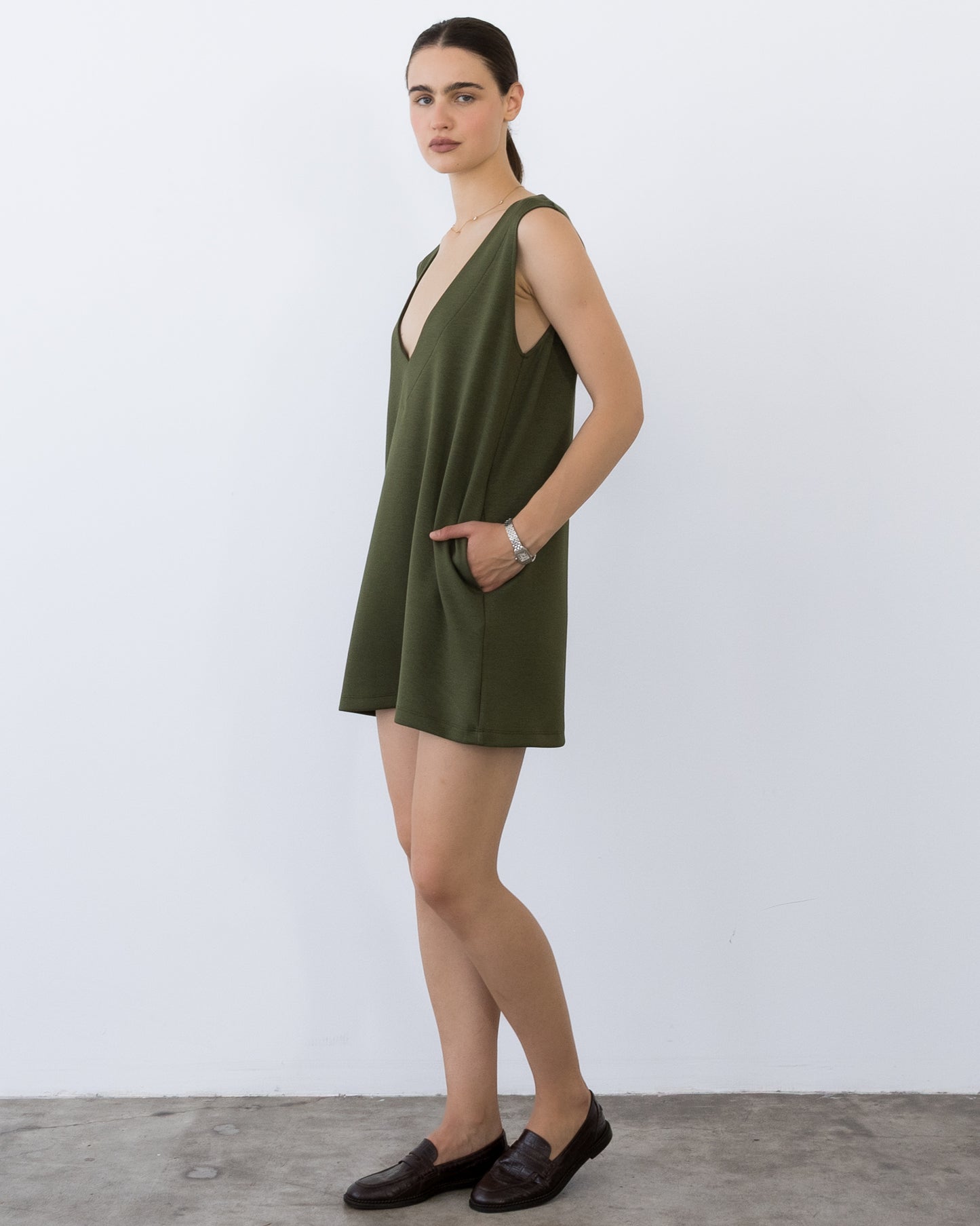 Olive Scuba Party Dress