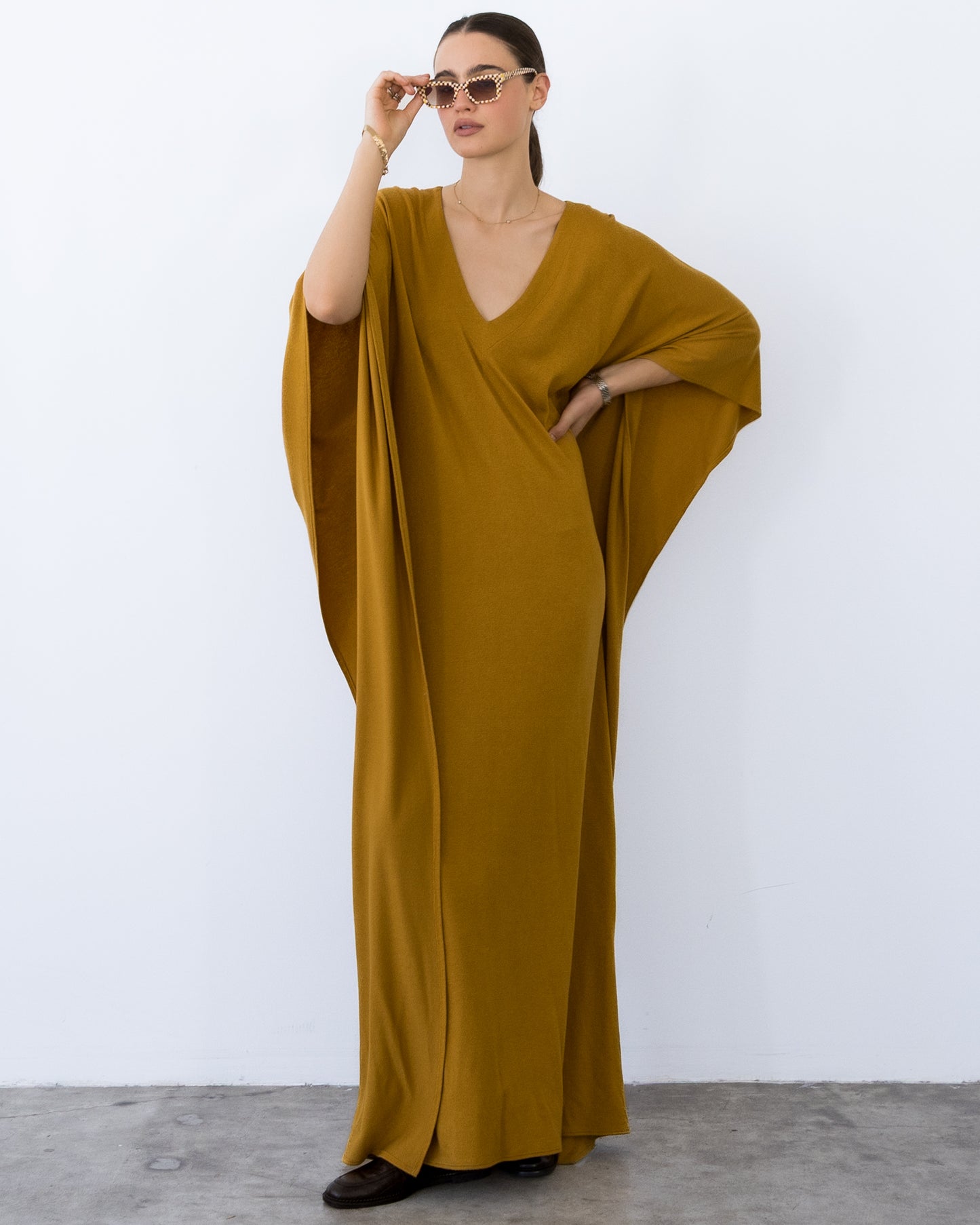 Saffron Sweater Knit Long Caftan