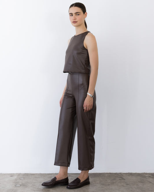 Coffee Vegan Leather Tank Top