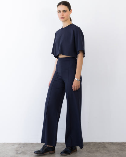 Navy Ponte Knit Crop Top