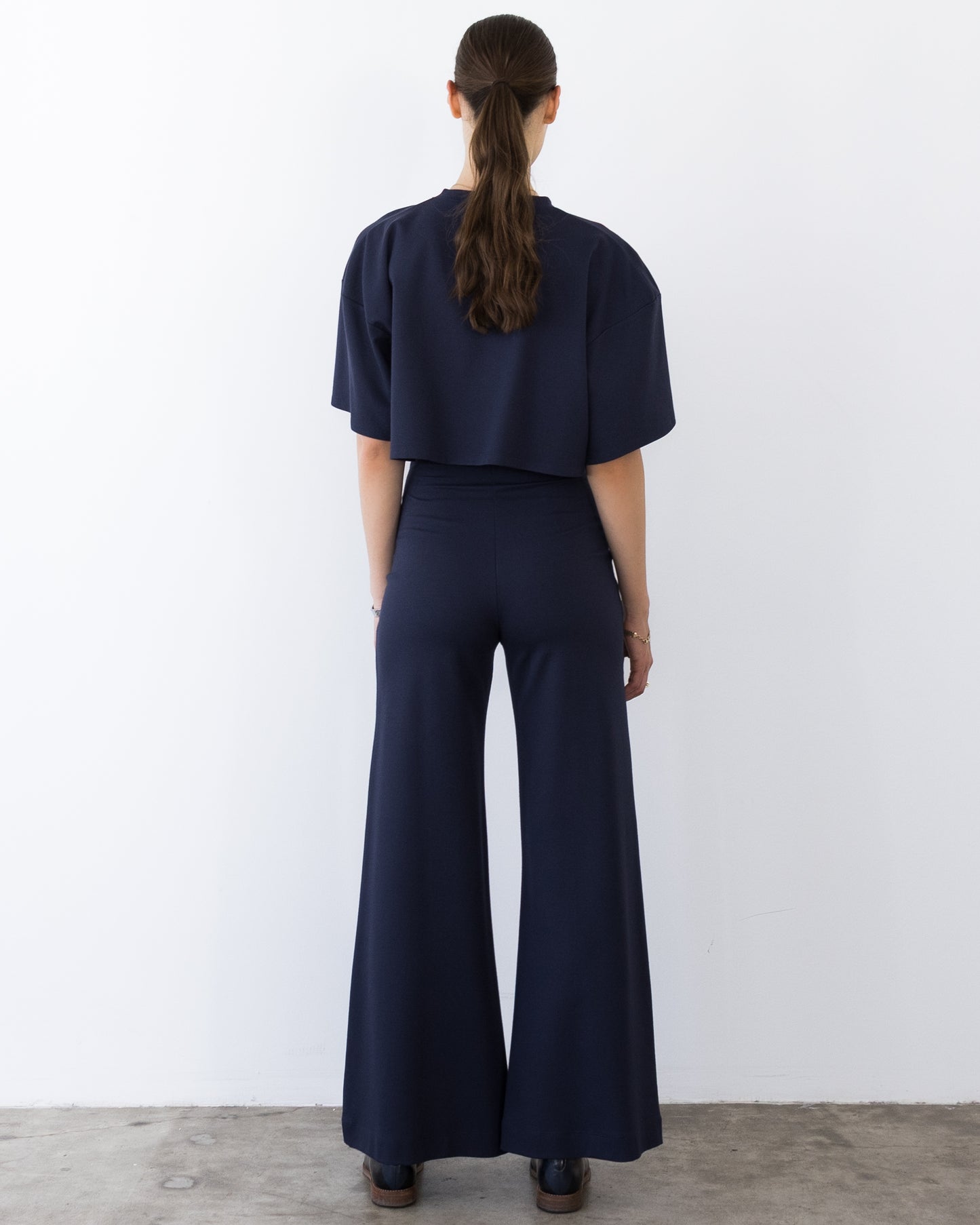 Navy Ponte Knit Crop Top