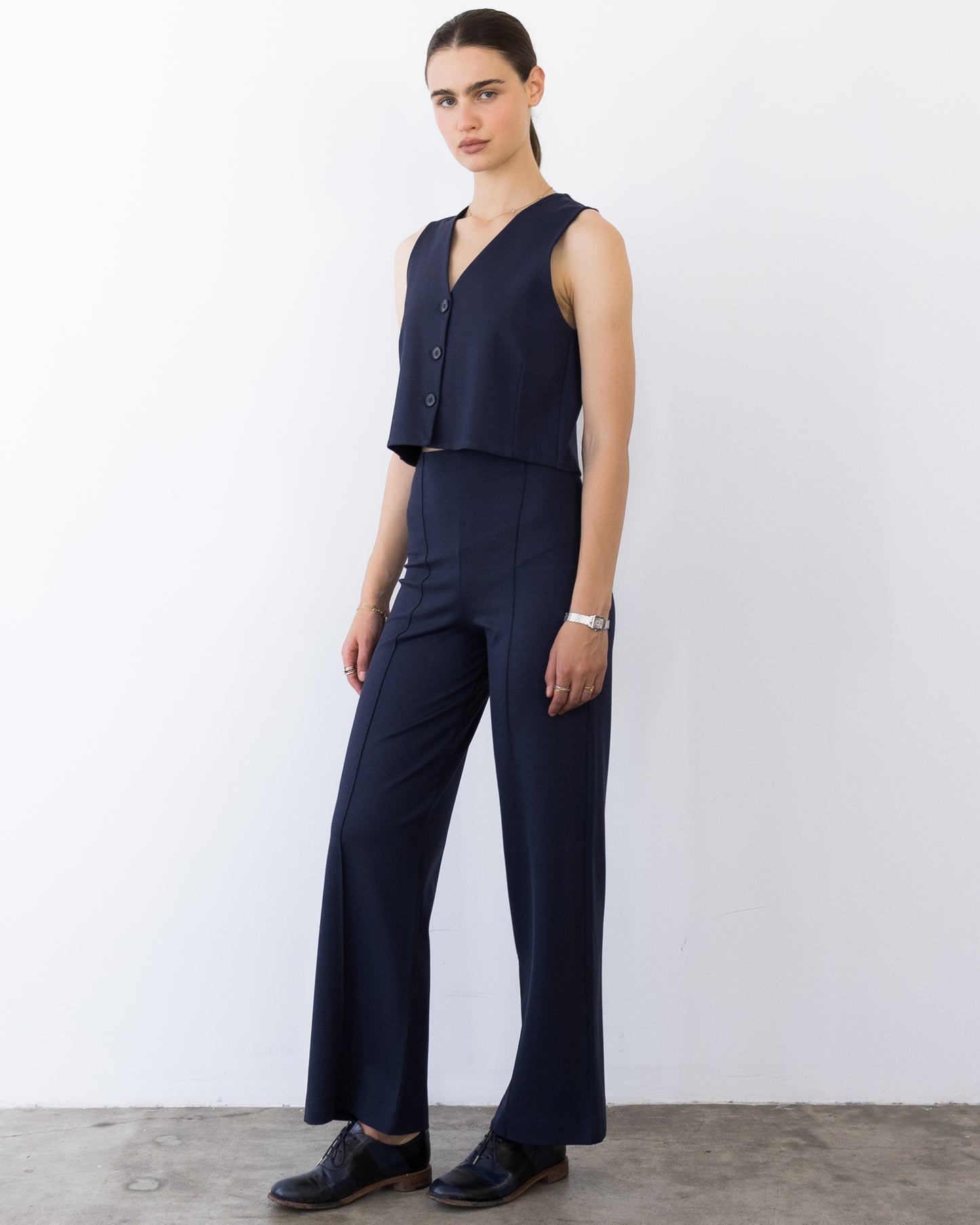 Navy Ponte Knit Vest