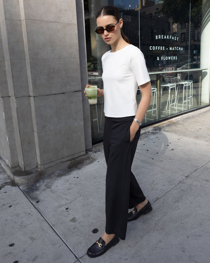 Black Ponte Knit Barrel Pant – view 4