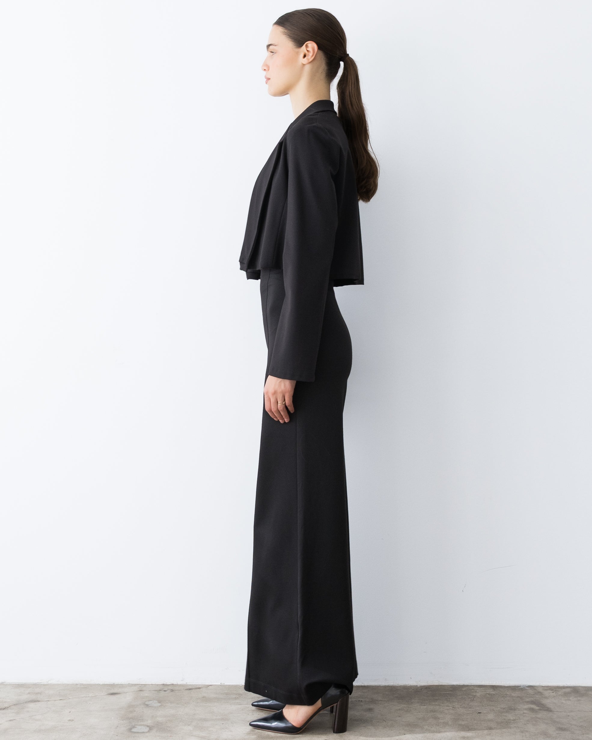 Black Ponte Knit Boxy Blazer – view 3