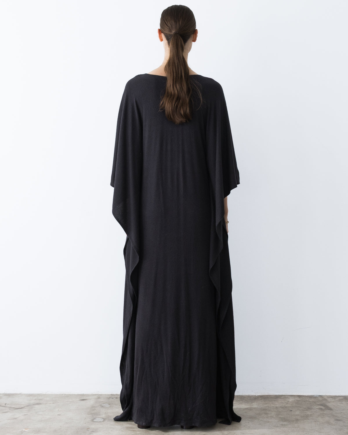 Black Sweater Knit Long Caftan