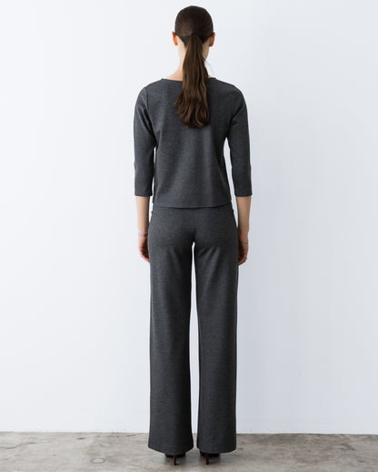 Charcoal Ponte Knit 3/4 Sleeve Top