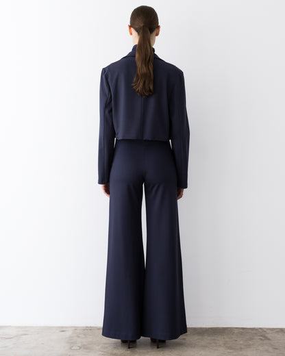 Navy Ponte Knit Boxy Blazer
