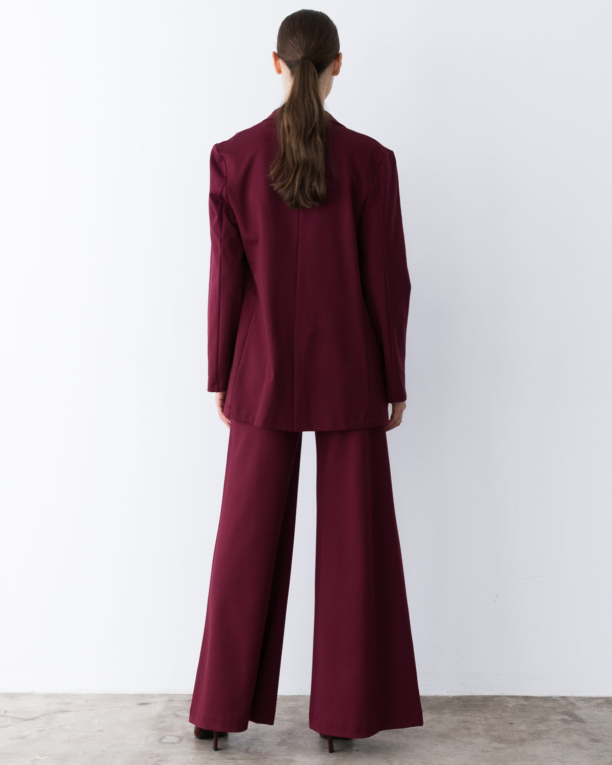 Wine Ponte Knit Oversized Blazer