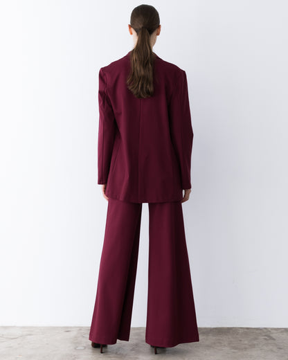 Wine Ponte Knit Oversized Blazer