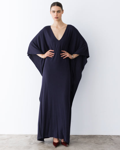 Navy Sweater Knit Long Caftan