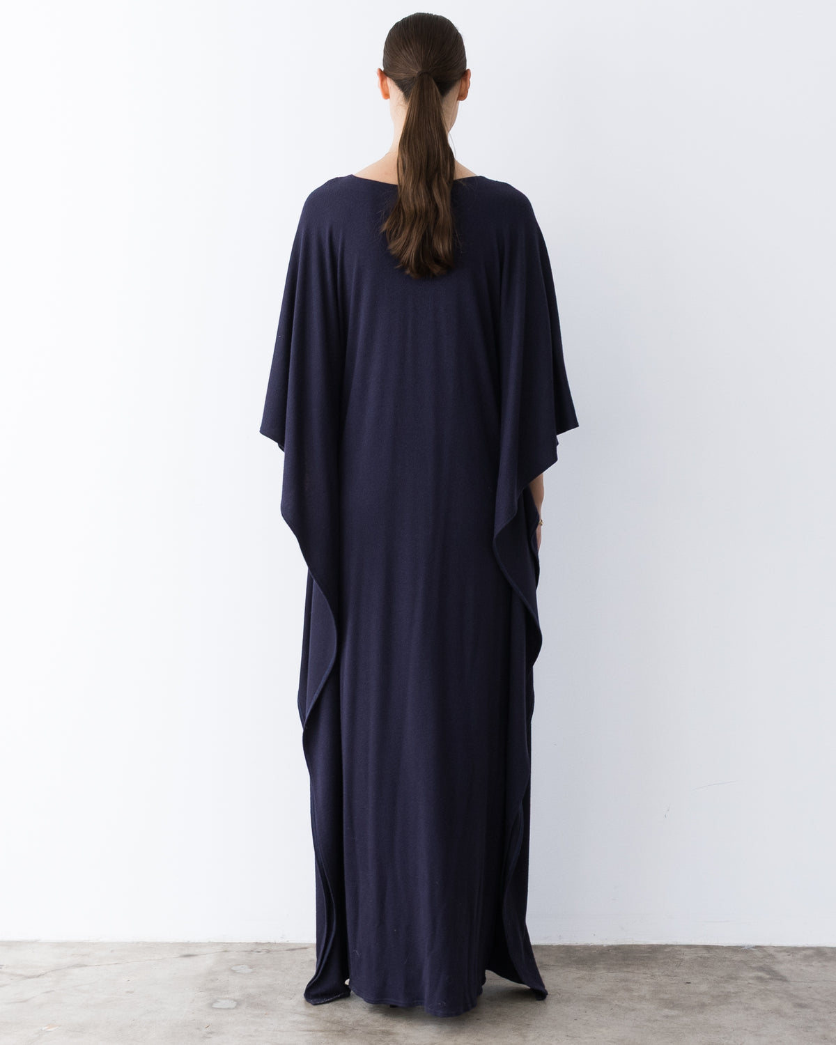 Navy Sweater Knit Long Caftan