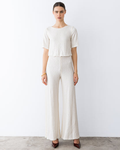 Ivory Sequin Standard Wide Leg Pant
