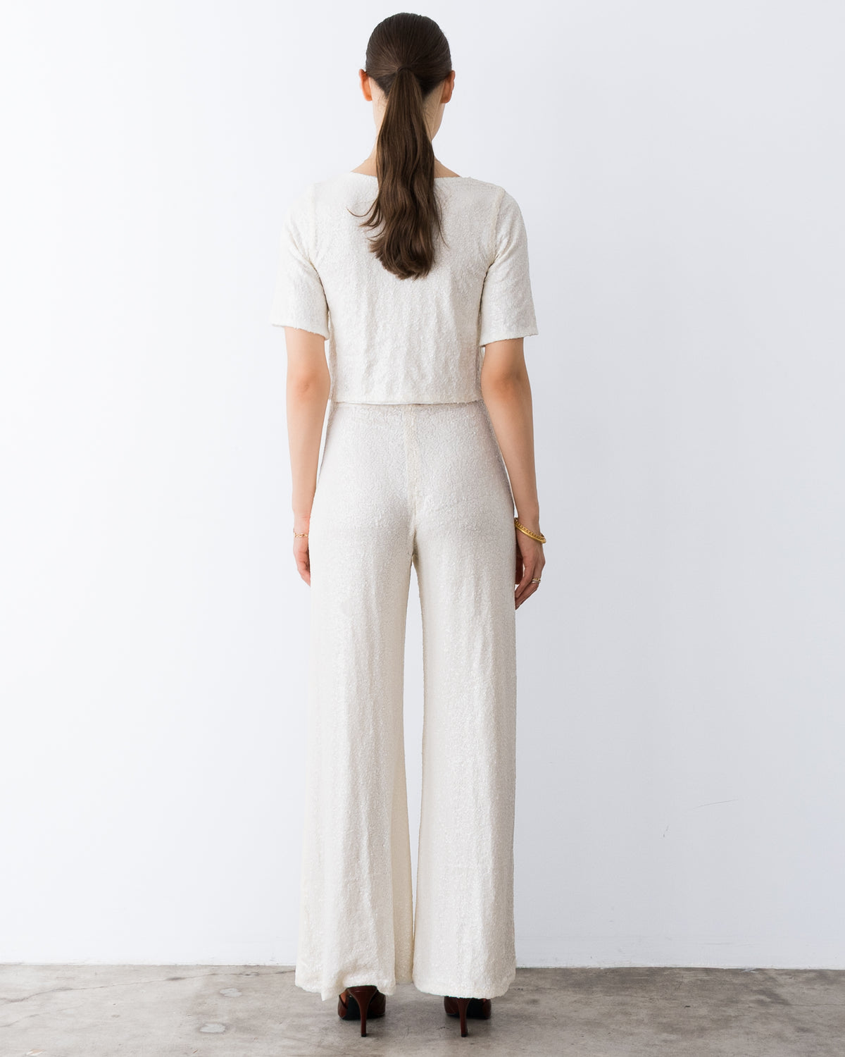 Ivory Sequin Standard Wide Leg Pant
