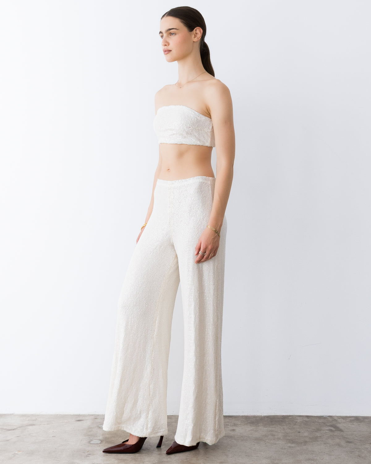 Ivory Sequin Bandeau Top