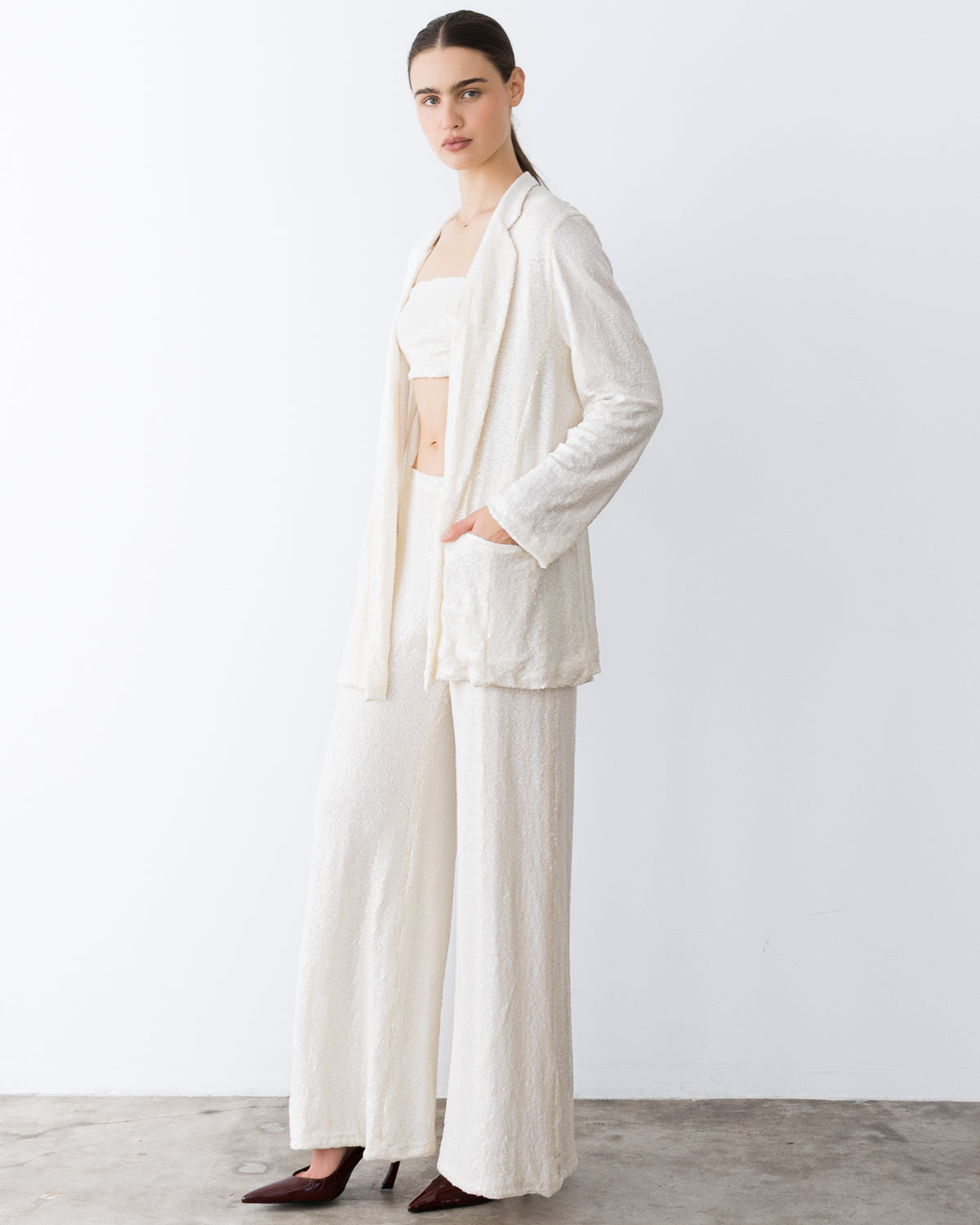 Ivory Sequin Oversized Blazer