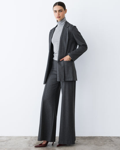 Charcoal Ponte Knit Oversized Blazer
