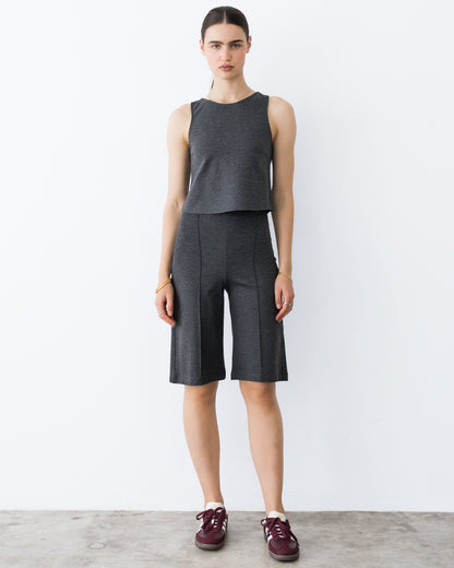 Charcoal Ponte Knit Shorts