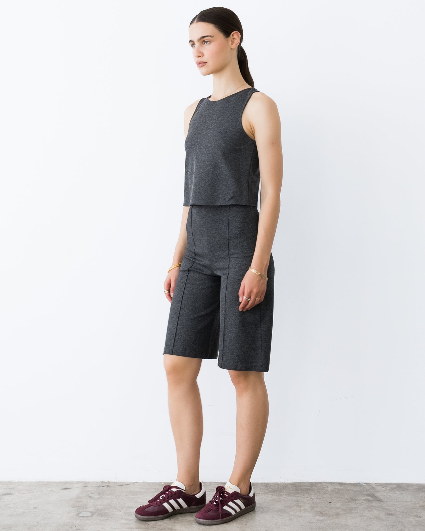 Charcoal Ponte Knit Shorts