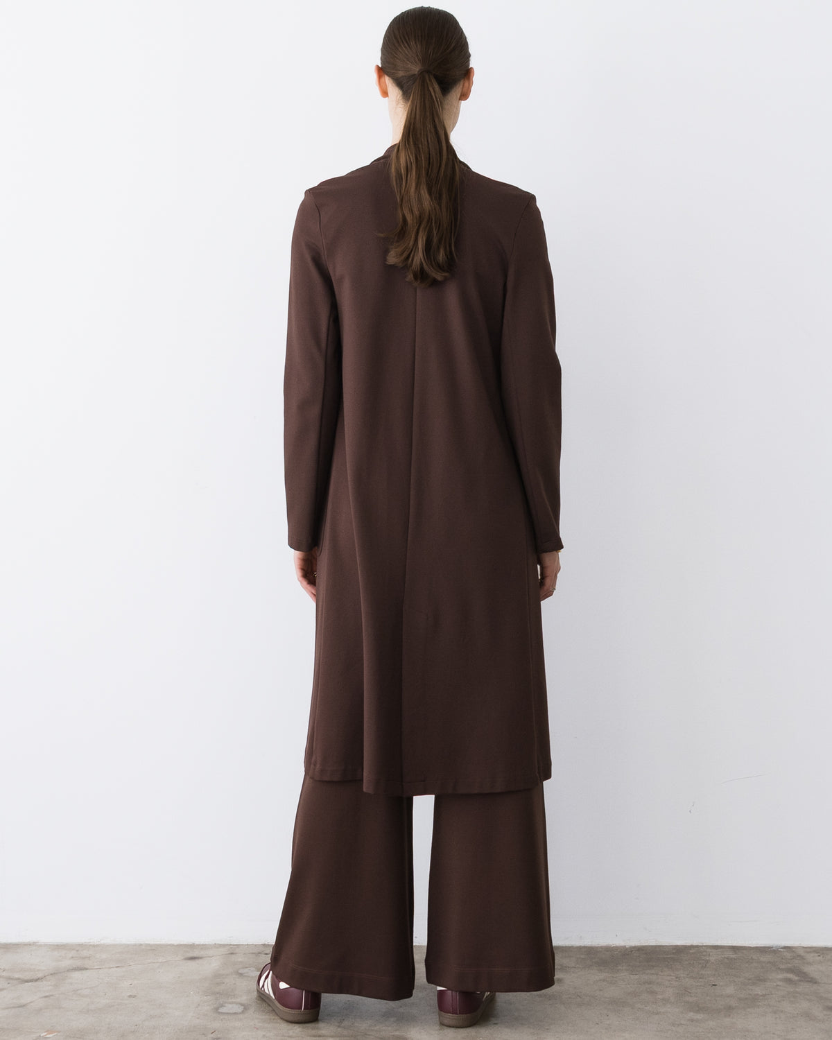 Chocolate Ponte Knit Smoking Jacket