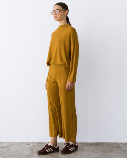 Saffron Sweater Knit Funnel Neck Top
