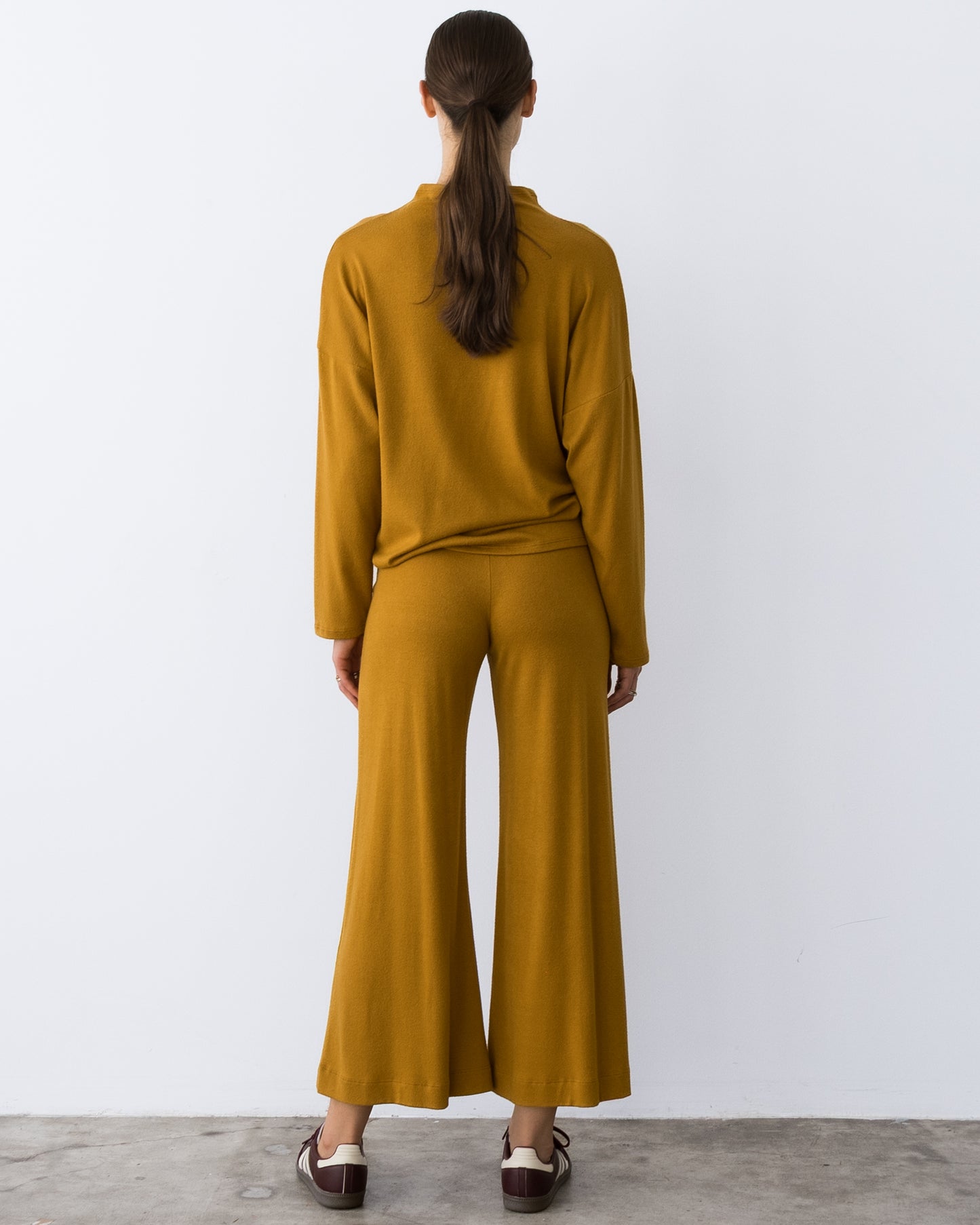 Saffron Sweater Knit Cropped Wide Leg Pant