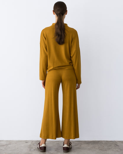 Saffron Sweater Knit Cropped Wide Leg Pant