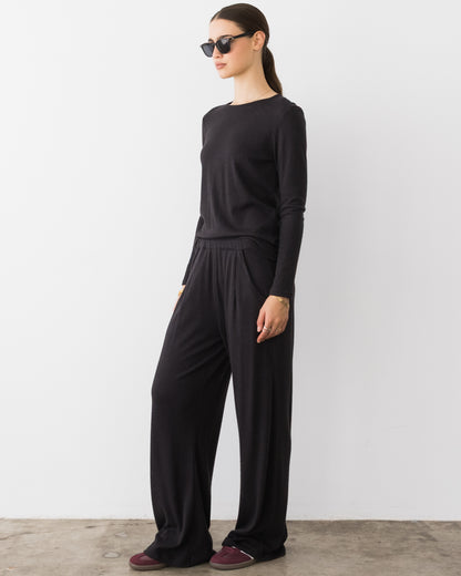 Black Sweater Knit Lounge Pant