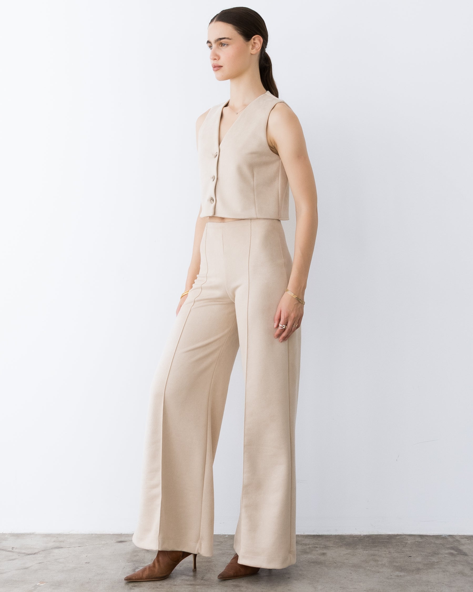 Almond Stretch Suede Vest