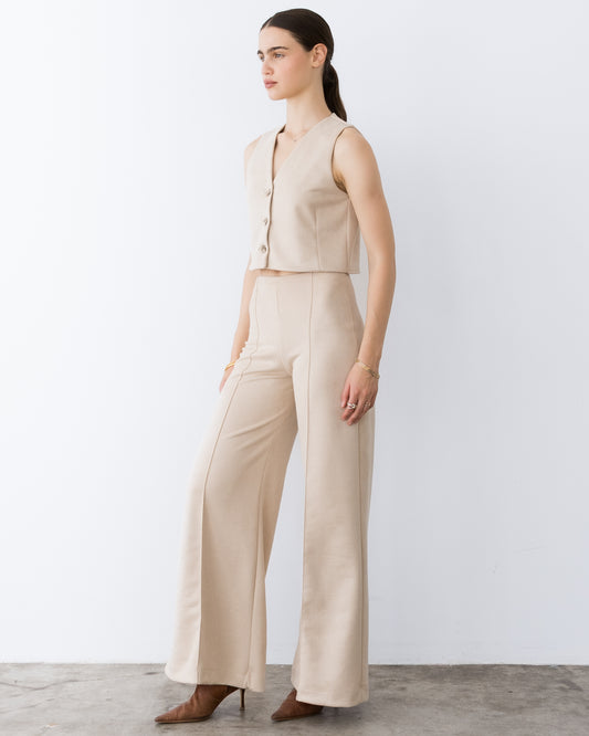 Almond Stretch Suede Vest