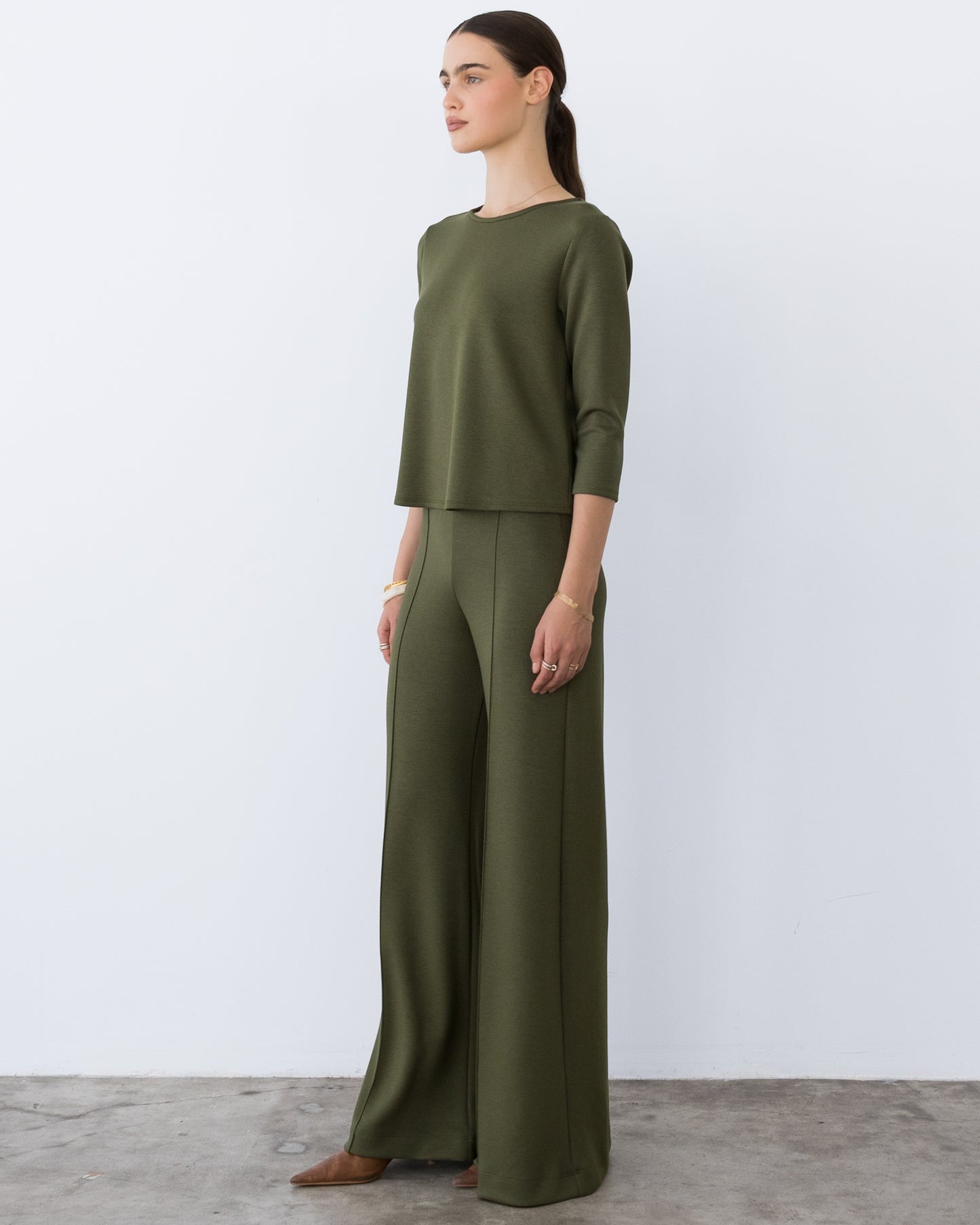 Olive Scuba Standard Wide Leg Pant