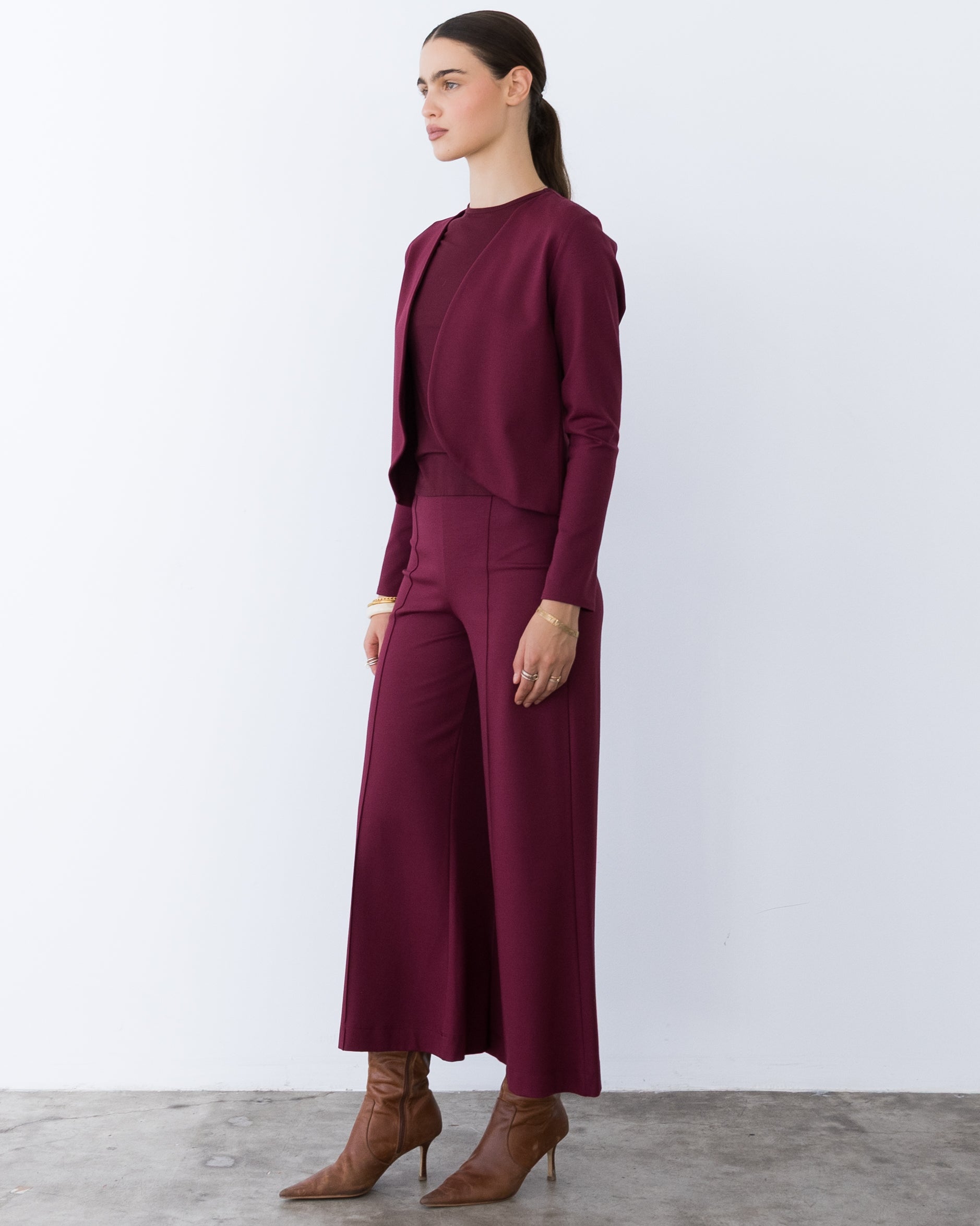 Wine Ponte Knit Bolero
