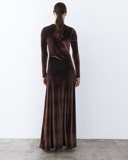Chocolate Stretch Velvet Kate Dress