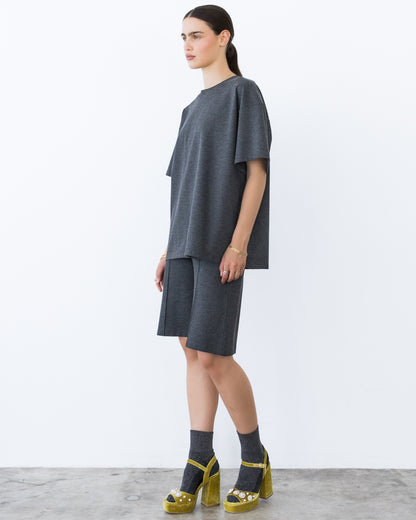 Charcoal Ponte Knit Big Shirt