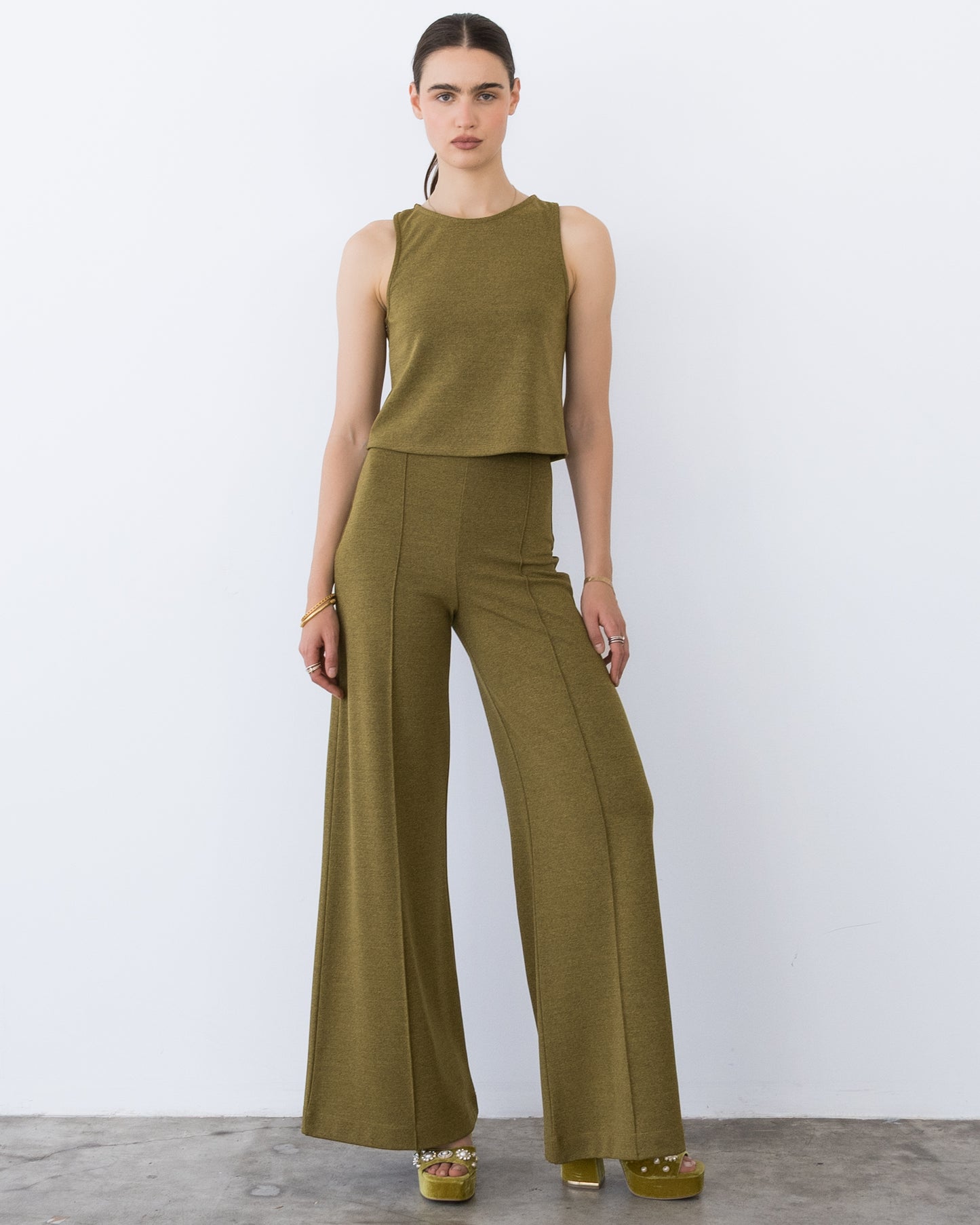 Vintage Knit Chartreuse Standard Wide Leg Pant