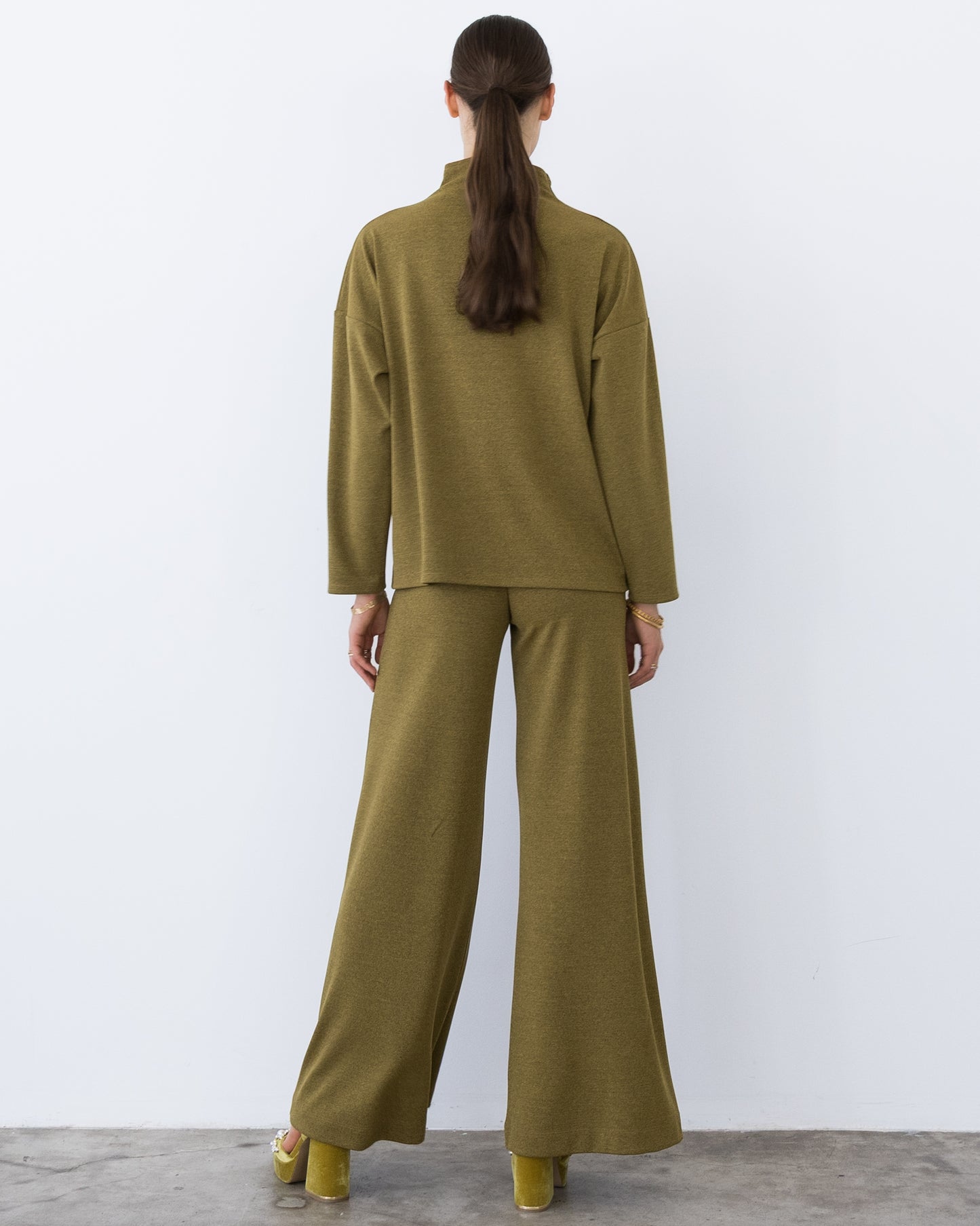 Vintage Knit Chartreuse Funnel Neck Top