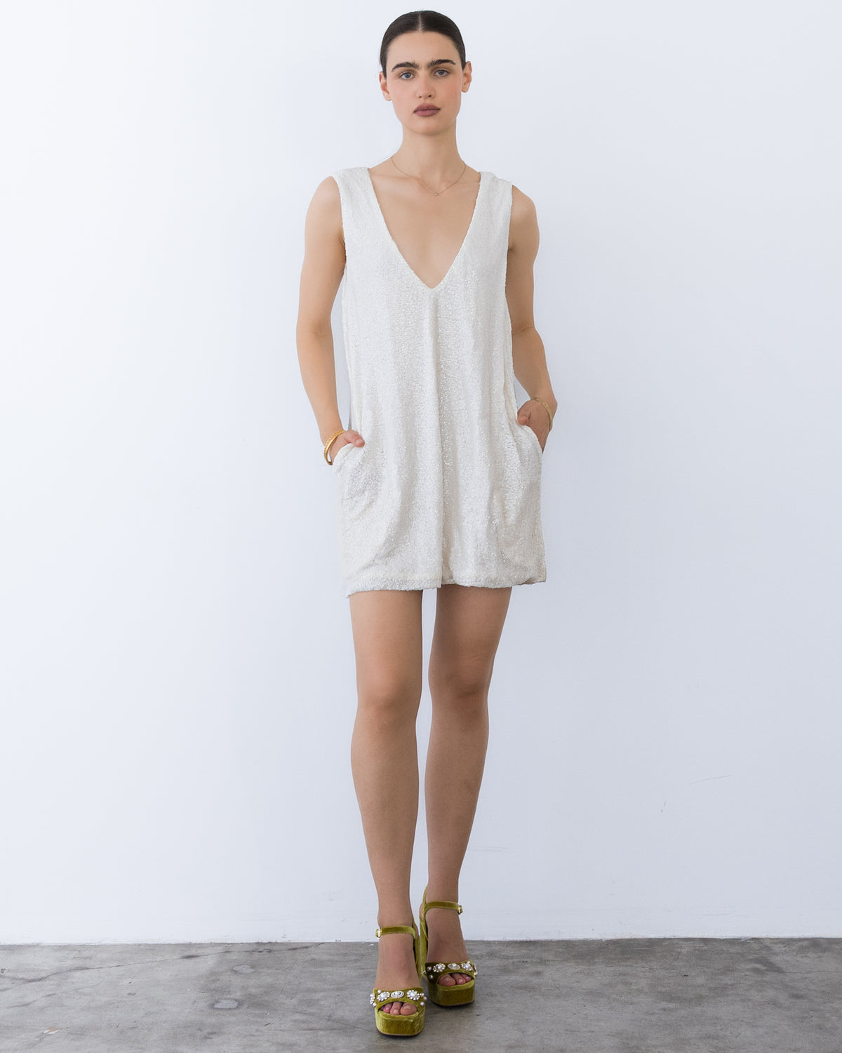 Ivory Sequin Party Dress