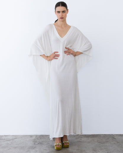 Ivory Sweater Knit Long Caftan