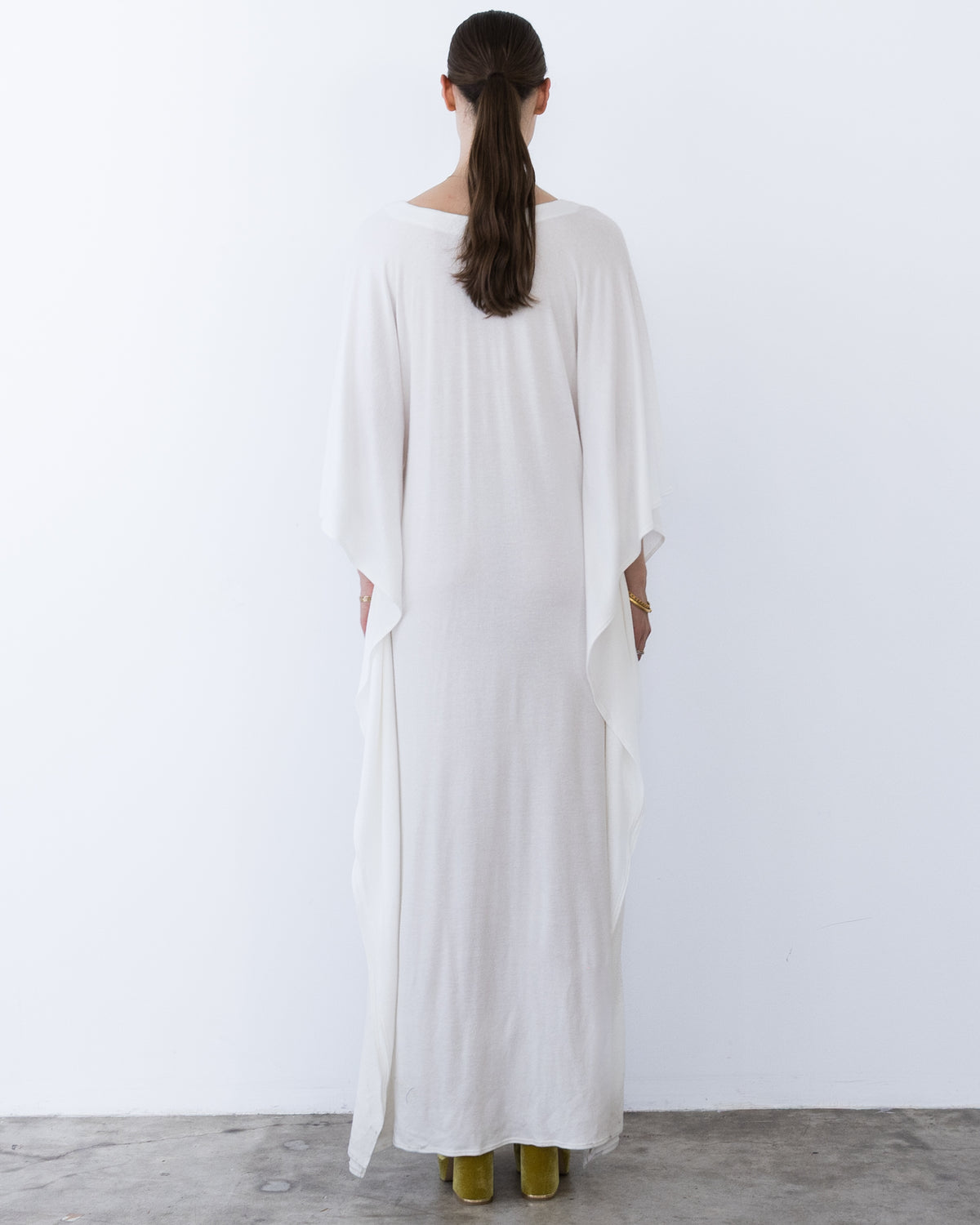 Ivory Sweater Knit Long Caftan